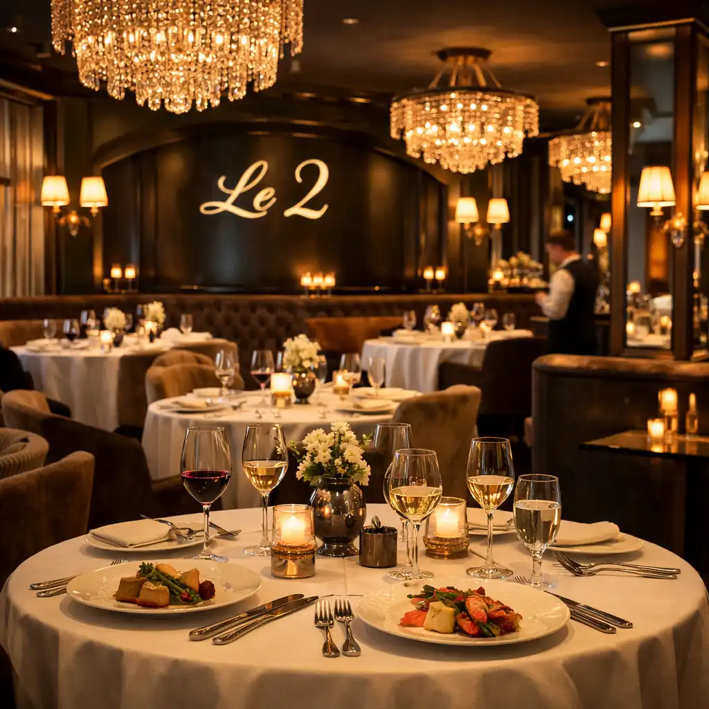 Salle du restaurant Le 2 au Casino Barrière Deauville avec tables élégamment dressées
