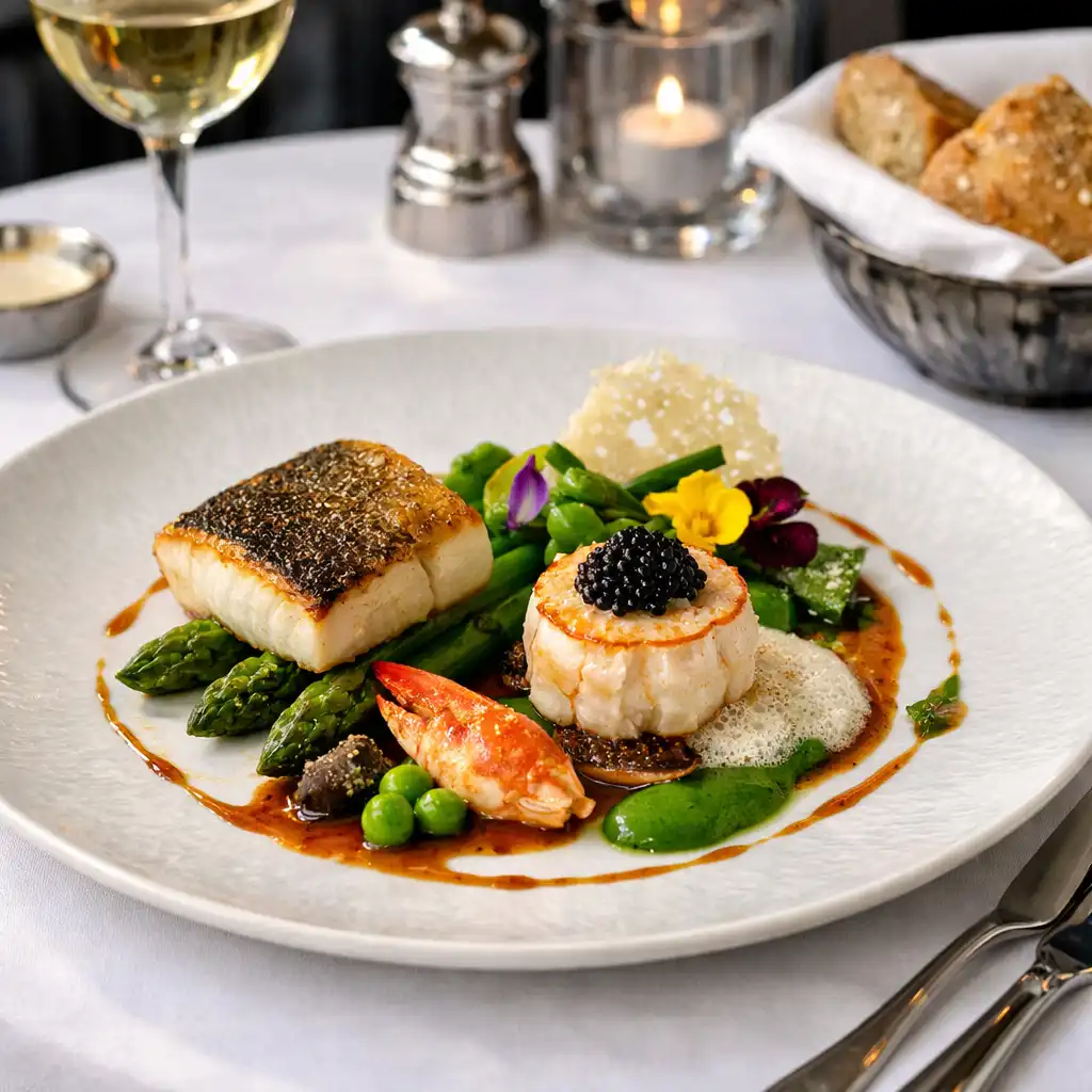 Plat signature raffiné servi au restaurant Le 2 du Casino Barrière Deauville