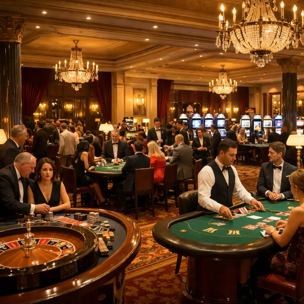 Salle de jeux du Casino Barrière Deauville avec tables de roulette et de blackjack